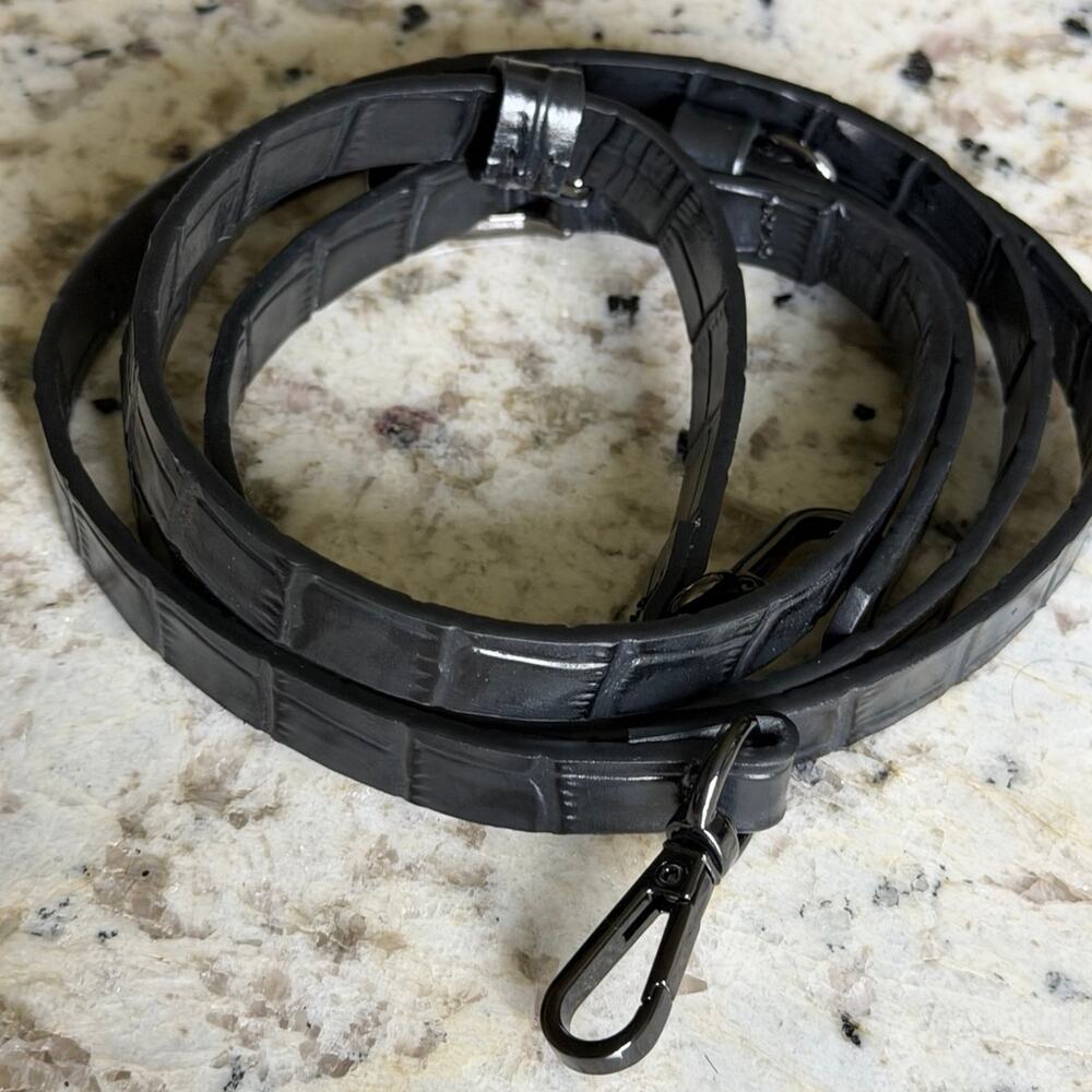 Bandolier Black Crocodile Embossed Phone and Bag Strap with Clasp